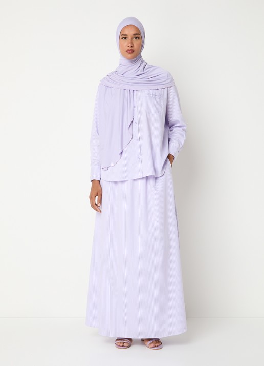LES Atelier Luna maxi A-lijn rok met steekzakken - voorkant 2 lila