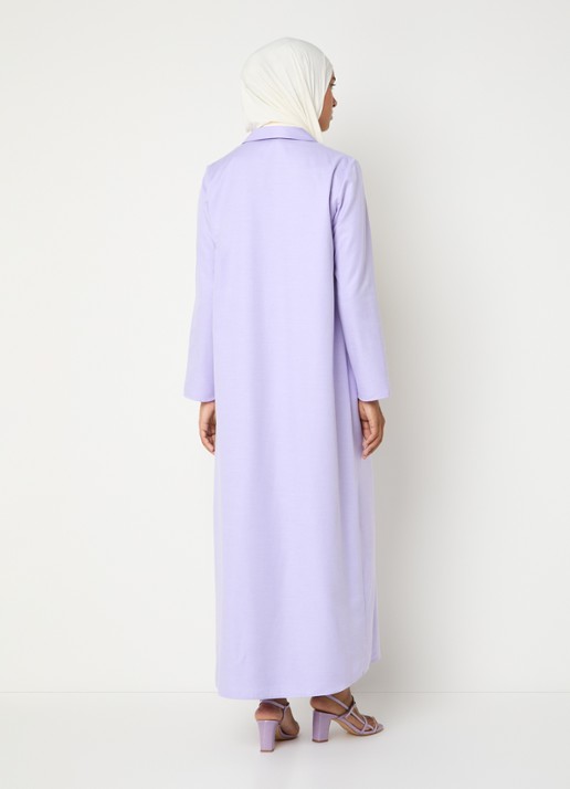 LES Atelier Maria maxi jurk met kraag en halve rits - achterkant lila