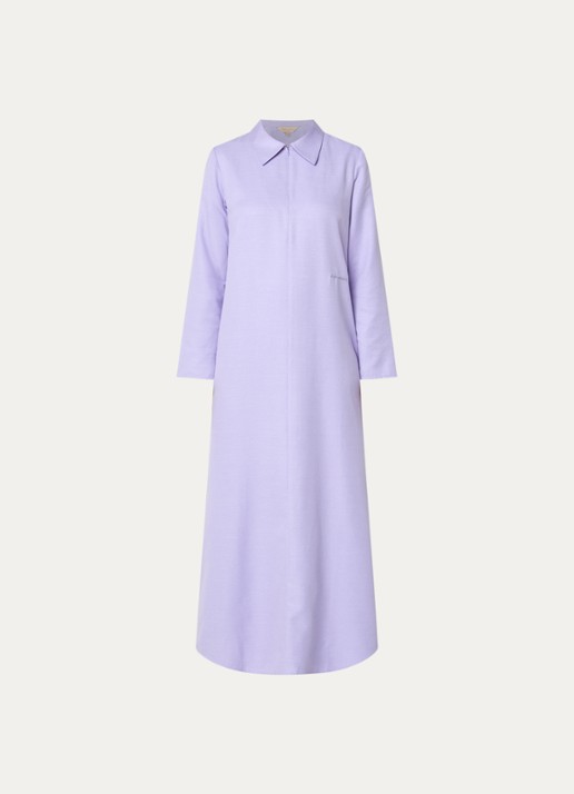 LES Atelier Maria maxi jurk met kraag en halve rits - voorkant 4 lila