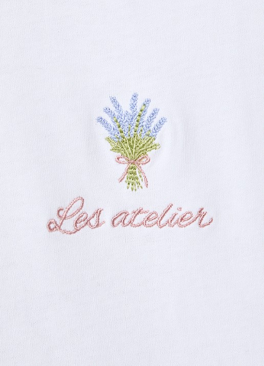 LES Atelier Nada oversized T-shirt met logoborduring - detail 2 wit