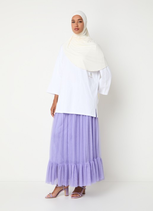LES Atelier Nada oversized T-shirt met logoborduring - voorkant 4 wit
