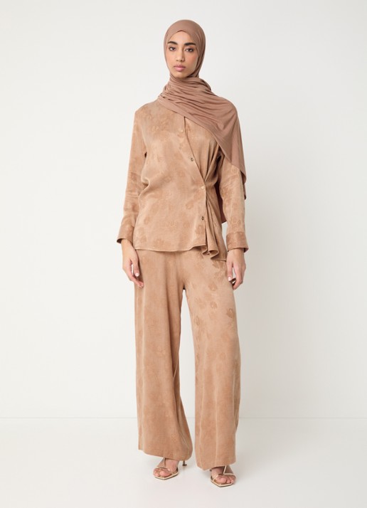 LES Atelier Raihan high waist loose fit pantalon met print - voorkant 2 oranjerood