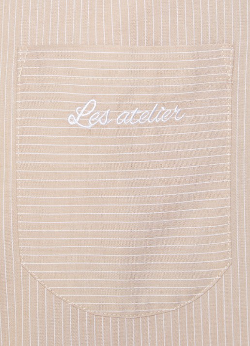 LES Atelier Salmia blouse met borstzak en streepprint - detail 3 khaki