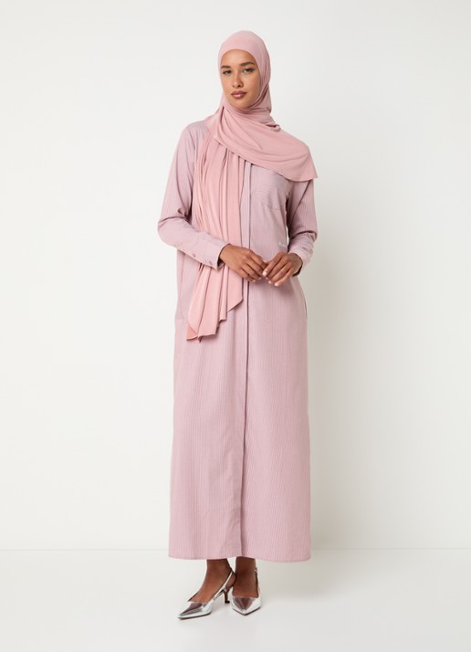 LES Atelier Shey maxi blousejurk met borstzak en stippenprint - detail 3 oudroze