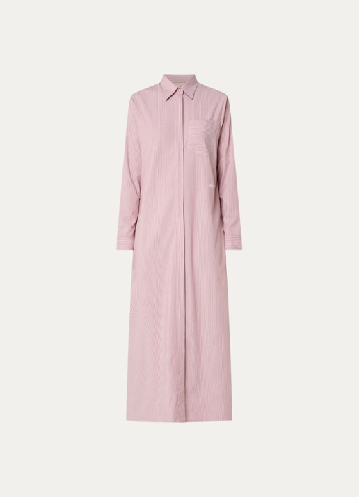 LES Atelier Shey maxi blousejurk met borstzak en stippenprint - voorkant oudroze