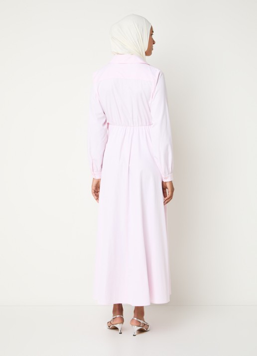 LES Atelier Sofia maxi wikkeljurk met steekzakken - achterkant roze