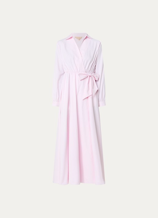 LES Atelier Sofia maxi wikkeljurk met steekzakken - voorkant 4 roze