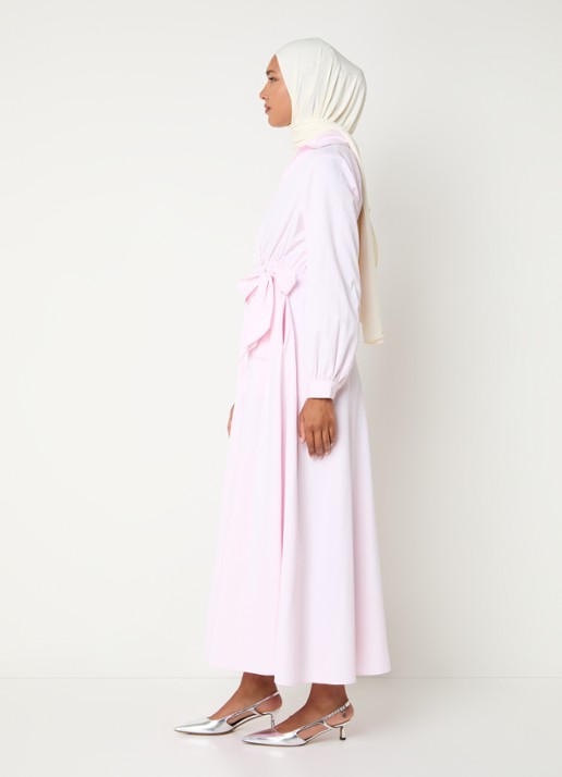 LES Atelier Sofia maxi wikkeljurk met steekzakken - voorkant 5 roze