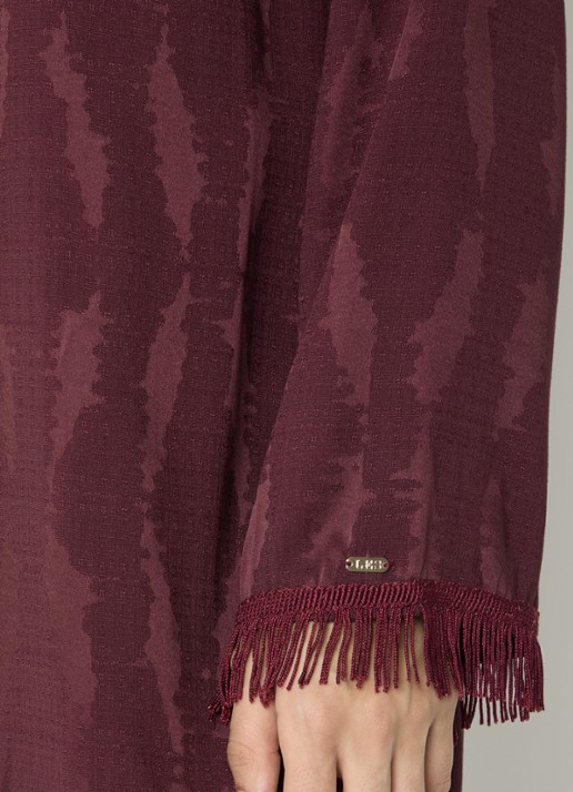 LES Atelier Soraya maxi jurk met print - detail 2 bordeauxrood