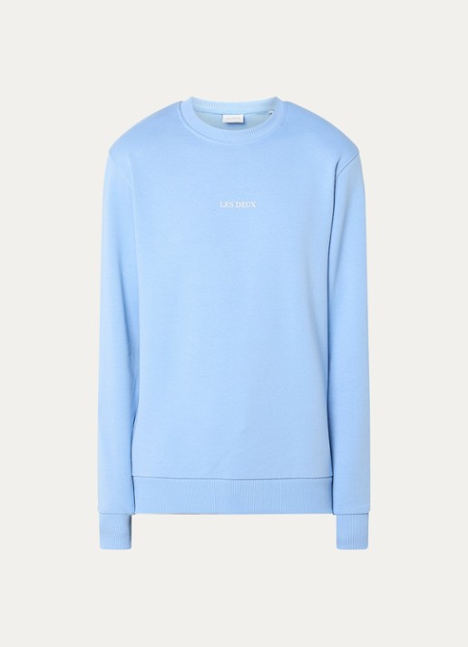 Les Deux Andrew sweater met logoprint - voorkant 2 donkerblauw