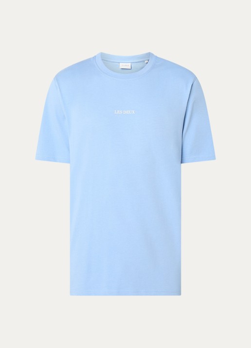 Les Deux Andrew T-shirt met logoprint - voorkant 3 donkerblauw