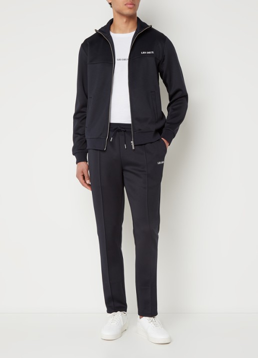 Les Deux Ballier straight fit trackpants met steekzakken en logo - voorkant 3 donkerblauw
