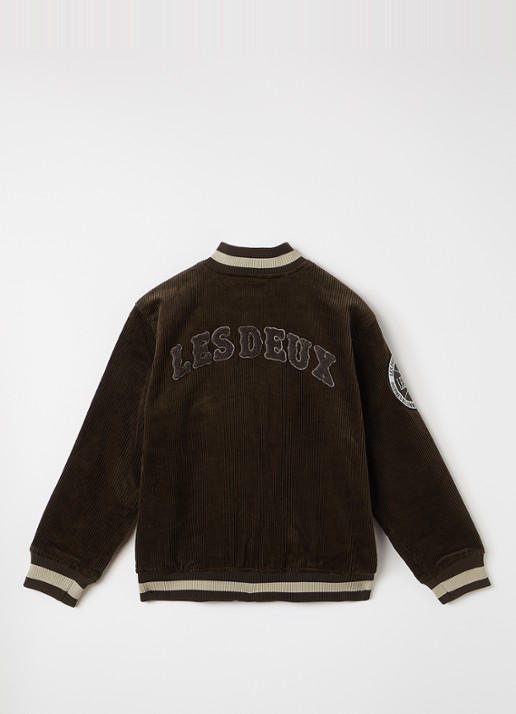 Les Deux Baseball jack van corduroy met borduring - achterkant 3 donkerbruin