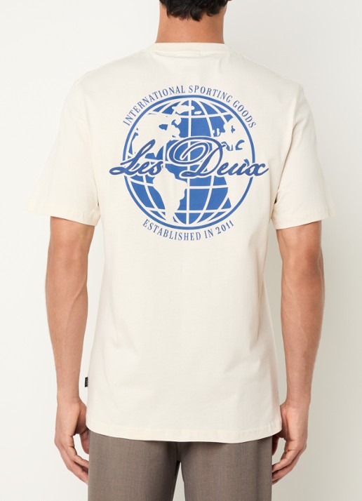 Les Deux Ben Globe T-shirt met logo- en backprint