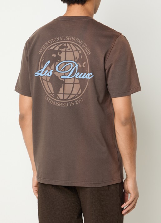 Les Deux Ben Globe T-shirt met logo- en backprint