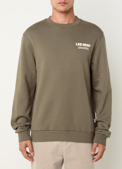 Les Deux Ben sweater met logo- en backprint - achterkant lichtbruin