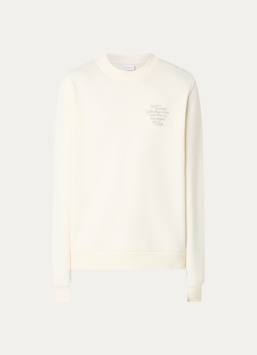 Les Deux Ben sweater met logo- en backprint - voorkant 2 gebroken wit