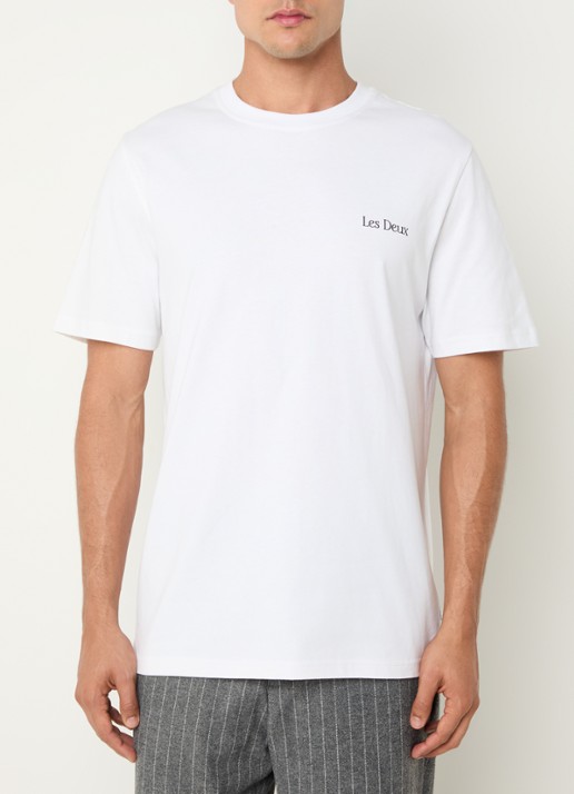 Les Deux Brady Flowermarket T-shirt met logo- en backprint - achterkant 4 wit