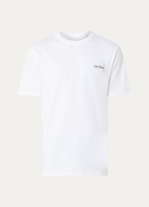 Les Deux Brady Flowermarket T-shirt met logo- en backprint - voorkant wit