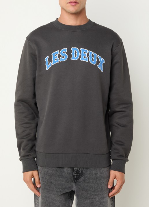 Les Deux Brady sweater met flock logoprint
