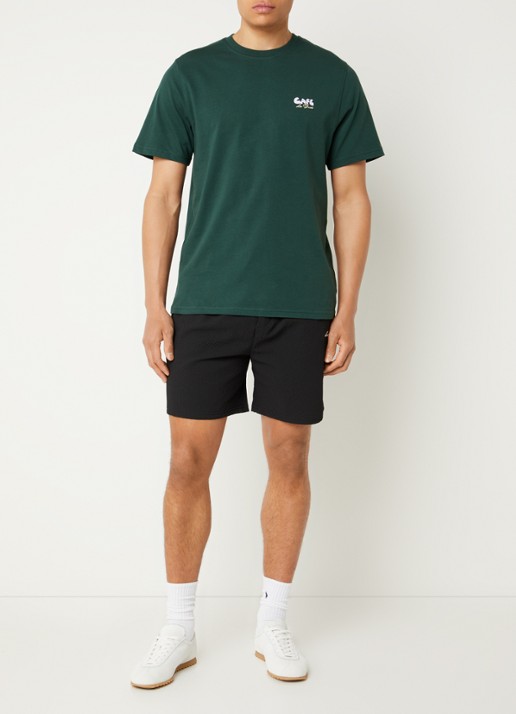 Les Deux Cafe T-shirt met logo- en backprint - voorkant 2 groen