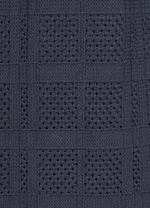 Les Deux Charlie regular fit overhemd met opengewerkt dessin en borstzak - detail 5 donkerblauw