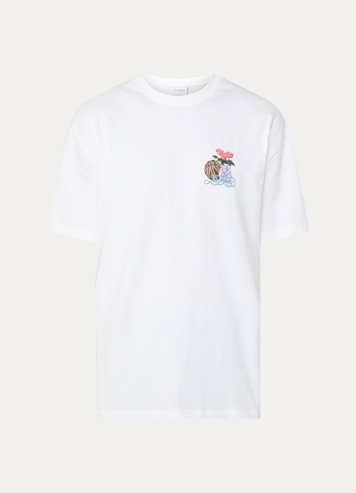 Les Deux Cole T-shirt met logo- en backprint - voorkant wit
