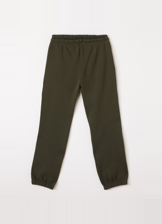 Les Deux College tapered joggingbroek met logo - voorkant 2 legergroen