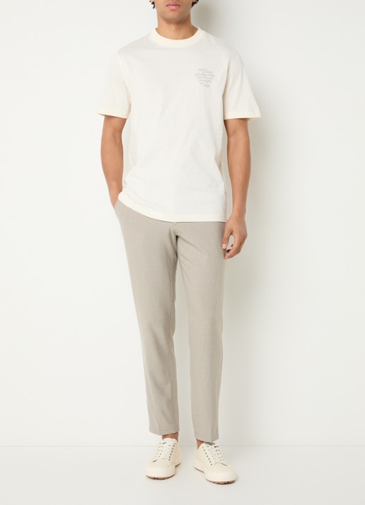 Les Deux Como slim fit pantalon met steekzakken - voorkant 4 donkerbeige
