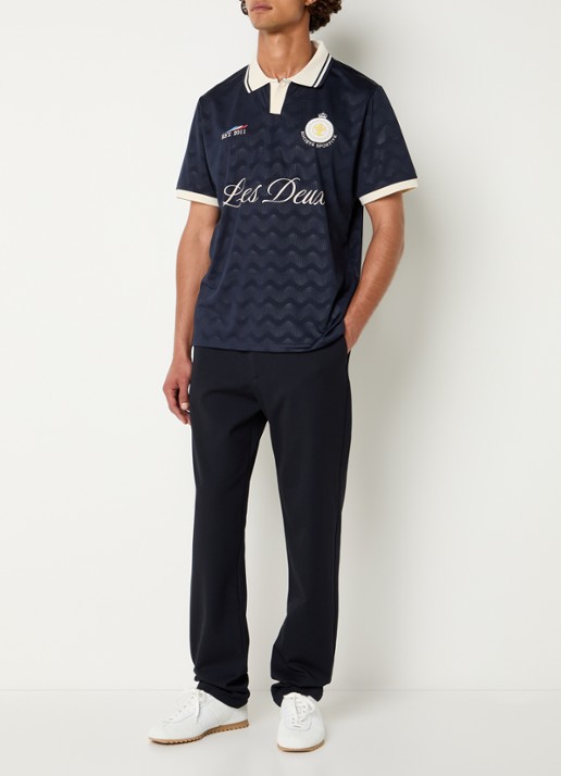 Les Deux Como straight fit pantalon met steekzakken - voorkant 3 donkerblauw