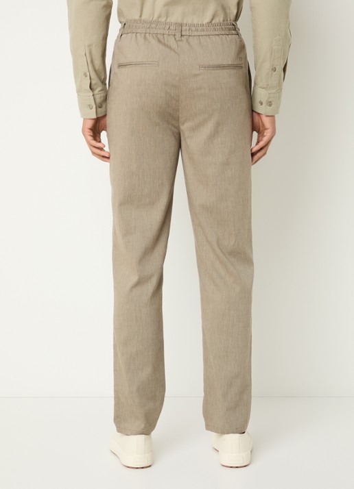Les Deux Como tapered fit chino in linnnblend met steekzakken - achterkant khaki