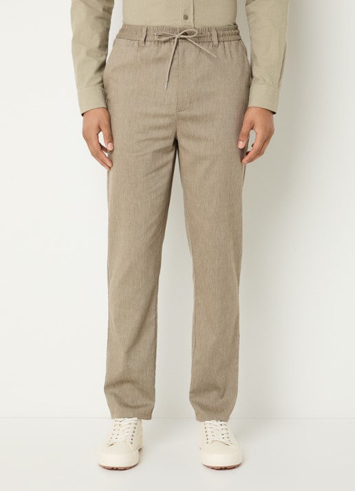 Les Deux Como tapered fit chino in linnnblend met steekzakken