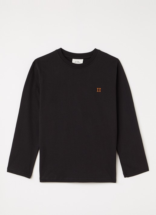Les Deux Core Contrast longsleeve met logoborduring - voorkant zwart