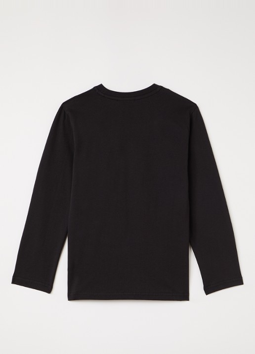 Les Deux Core Contrast longsleeve met logoborduring - voorkant 2 zwart