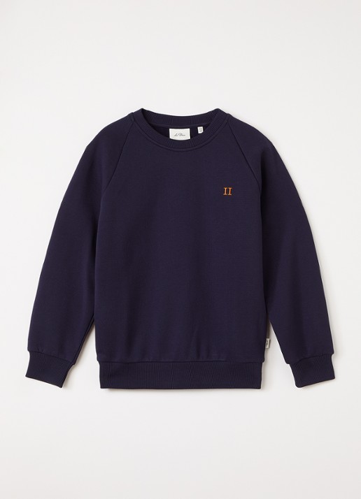 Les Deux Core Contrast sweater met logoborduring - voorkant 2 donkerblauw