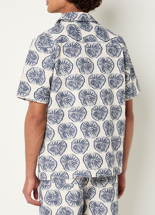 Les Deux Dahlia regular fit overhemd in linnenblend met borduring - achterkant blauw