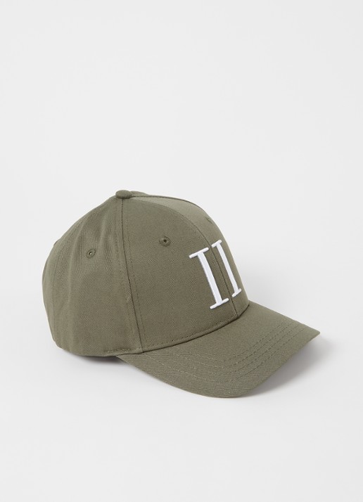 Les Deux Encore baseball pet met logoborduring - voorkant olijfgroen
