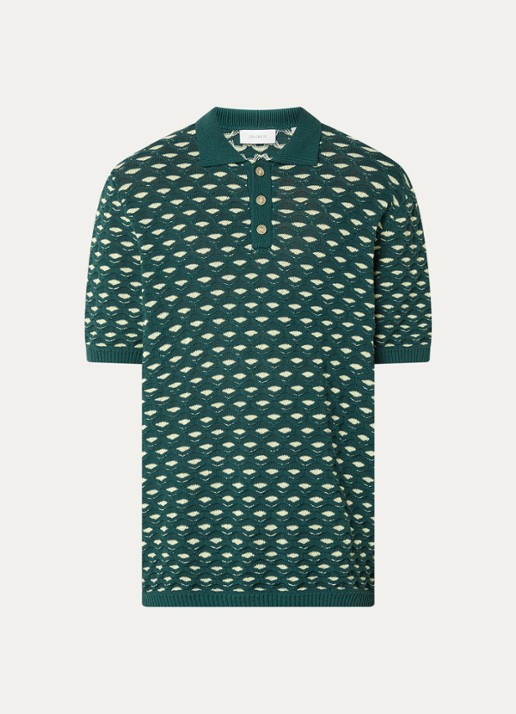 Les Deux Esmay grofgebreide regular fit polo - voorkant groen
