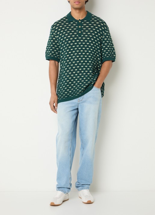 Les Deux Esmay grofgebreide regular fit polo - voorkant 2 groen