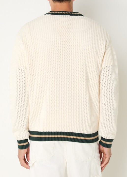 Les Deux Fijngebreid vest met logoborduring - achterkant creme