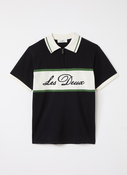 Les Deux Fijngebreide polo met logoborduring