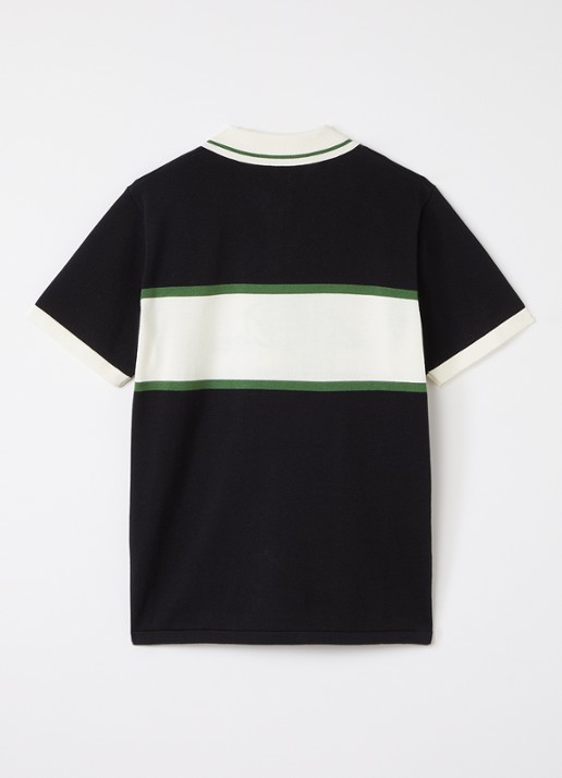 Les Deux Fijngebreide polo met logoborduring - voorkant 2 zwart