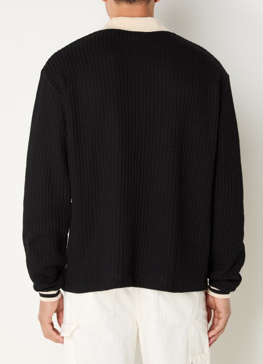 Les Deux Fijngebreide pullover met logoborduring - achterkant 4 zwart