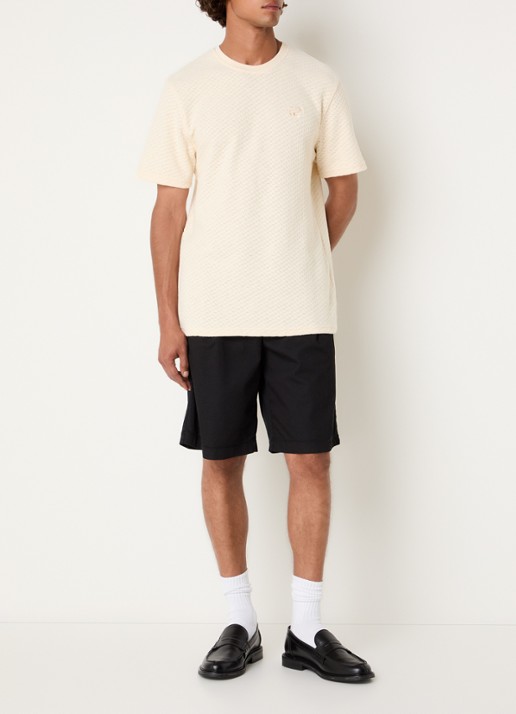 Les Deux Fijngebreide T-shirt met structuur - voorkant 2 beige