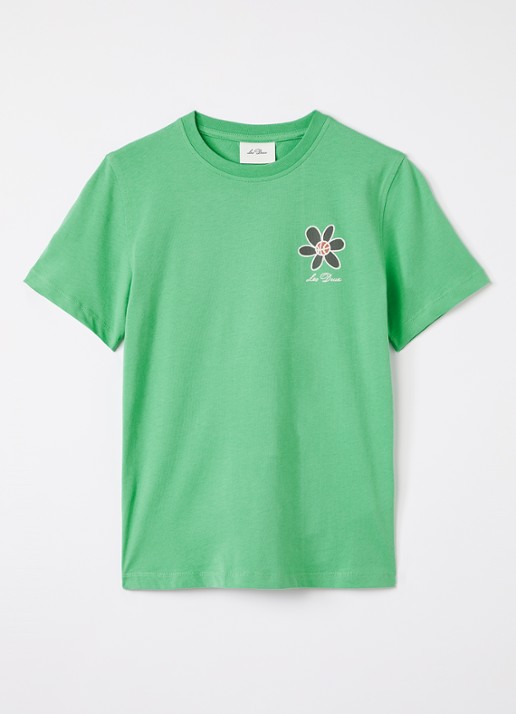 Les Deux Flower T-shirt met logo- en backprint