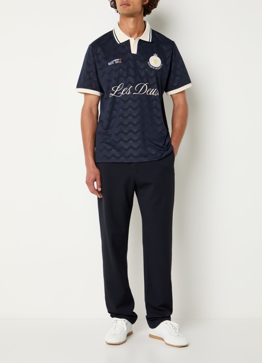 Les Deux France jersey regular fit polo - voorkant 4 donkerblauw