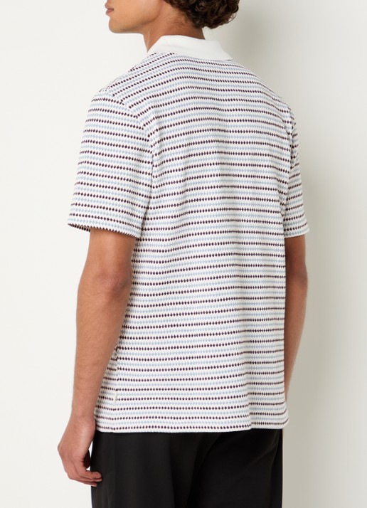 Les Deux Grofgebreide regular fit polo met ingebreid patroon - achterkant 4 wit