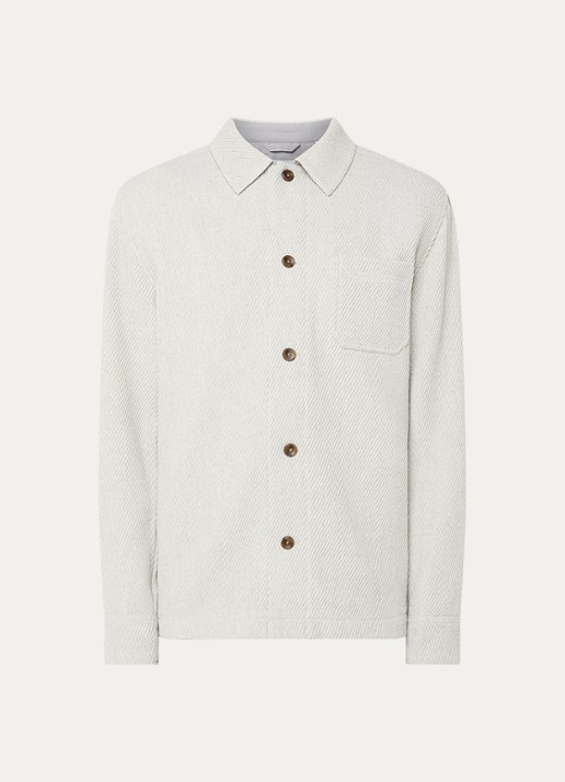 Les Deux Hamilton regular fit overshirt in wolblend met borstzak - voorkant lichtgrijs