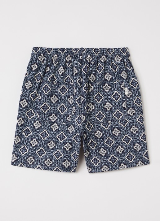 Les Deux Harry regular fit korte broek met print - voorkant 2 donkerblauw