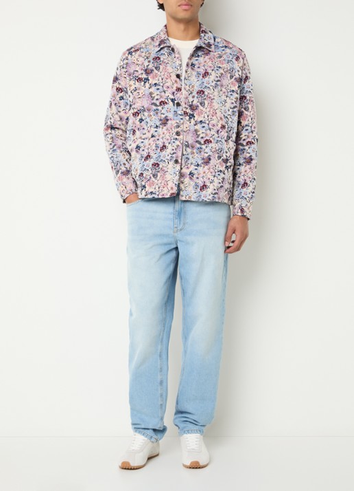 Les Deux High regular fit overhemd met jacquard dessin - voorkant 3 gebroken wit